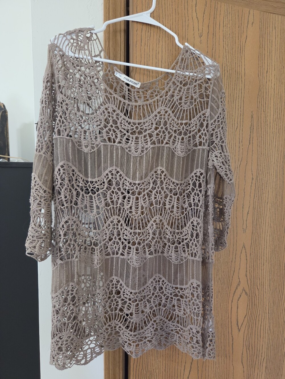 Maurices Crochet Lace Tank Top in Taupe Beige
